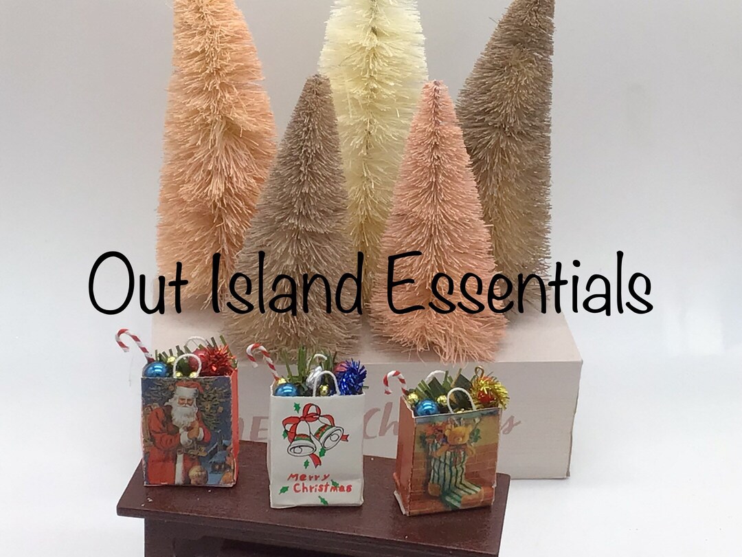 Miniature Christmas Shopping Bags I Dollhouse Christmas Shopping Bags I