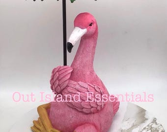 Umbrella Flamingo StatueI Funny FlamingoI Beachin' Flamingo I Cocktailing Flamingo I Flamingo Decoration I Flamingo Table Decor