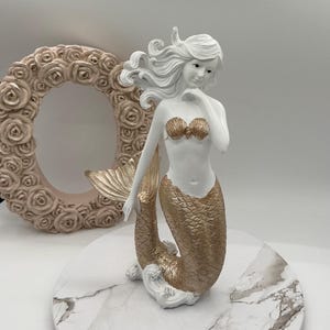 Tail And Wave Mermaid Statue | Mermaid Decoration | Chin Up Mermaid | Fancy Tail Mermaid On Waves