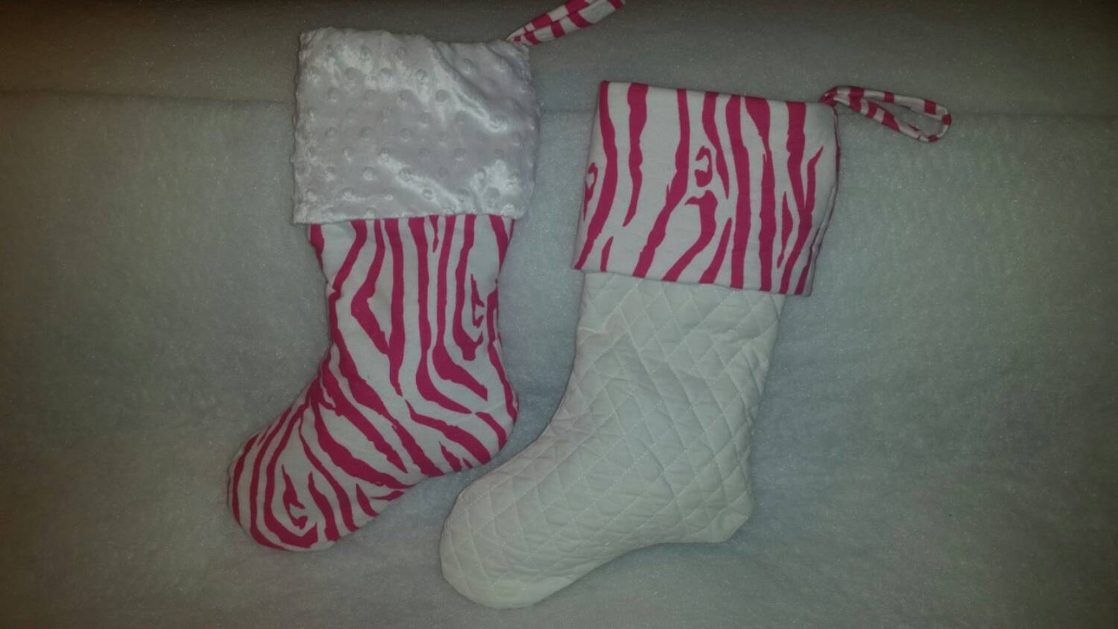 Quilted Christmas Stocking With Zebra Print Cuff I Pink Zebra Etsy