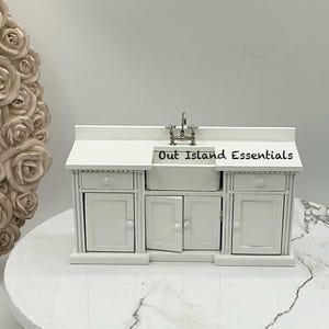 Miniaturowy zlew kuchenny I Miniaturowy domek dla lalek Biały zlew kuchenny I Miniaturowy zlew kuchenny w skali 1:12
