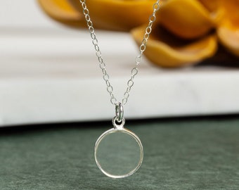 Clear Quartz 925 Sterling Silver Circle Shape Pendant on Dainty Cable Chain Jewelry Gifts for Mom, wife, sister, handmade gemstone