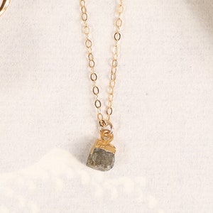 Labradorite raw chunk necklace on 14k dainty gold filled chain / Gemstone layering necklaces for Her / Labradorite necklace / raw gemstones