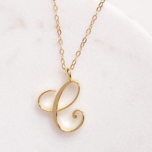 C Initial Necklace Cursive c Initial 