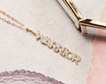 Warrior Necklace - Pave gold plated CZ Pendant on 14k gold filled chain - Gift of strength, inspiration, motivation for women, girls, family