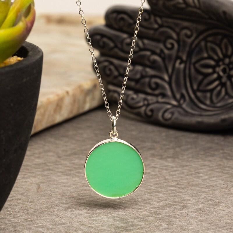 Chrysoprase Oval Mala Long Necklace