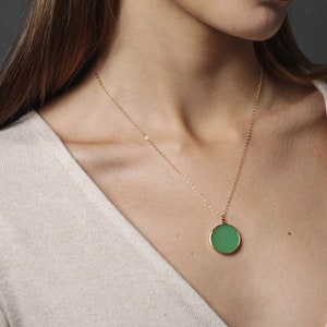 Chrysoprase necklace • Green Chrysoprase Pendant Necklace on 14k dainty gold chain • Elegant necklace • Colorful necklace • Green Jewelry