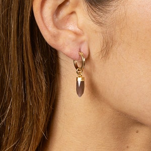 Brown Moonstone Earrings for Her - Spike Genuine Chocolate Moonstone Earrings - Handmade Jewelry gifts for her - Minimalist, Dainty Earrings
