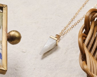 Moonstone Pendulum Necklace - White or Rainbow Moonstone pendant necklace for her - Dainty, unique, bridesmaids or bride necklace