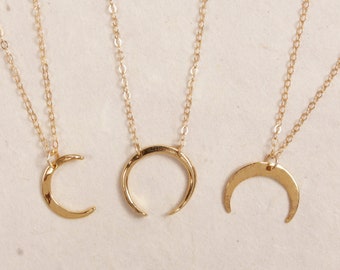 Moon necklaces on 14k gold filled dainty chain - Short layering necklaces - Moon and celestial - Whimsical gift ideas for Her - Moon Phase