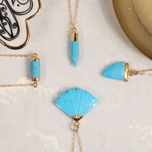 Howlite necklace collection on 14k dainty gold filled chain - Blue howlite pendant necklaces - Elegant Layering Necklace - Blue Necklaces