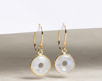 Beautiful Moonstone dangle drop earrings w/ 14k Gold Filled Ear-Wires - Unique, modern, Jewelry gifts for Mom, Wife, Daughter, Sister, Bride