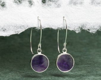 Purple Amethyst 925 Sterling Silver long circle drop earrings - Minimalist, Modern, Sophisticated Gifts for Her, Mom, Nana, Daughter, Wife