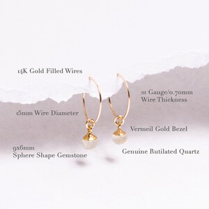 Golden Rutilated Quartz Minimalist Drop Earrings for Her - Gifts under 40 - Mothe&#39;s Day - Genuine Quartz Boho style jewelry - Golden crystal