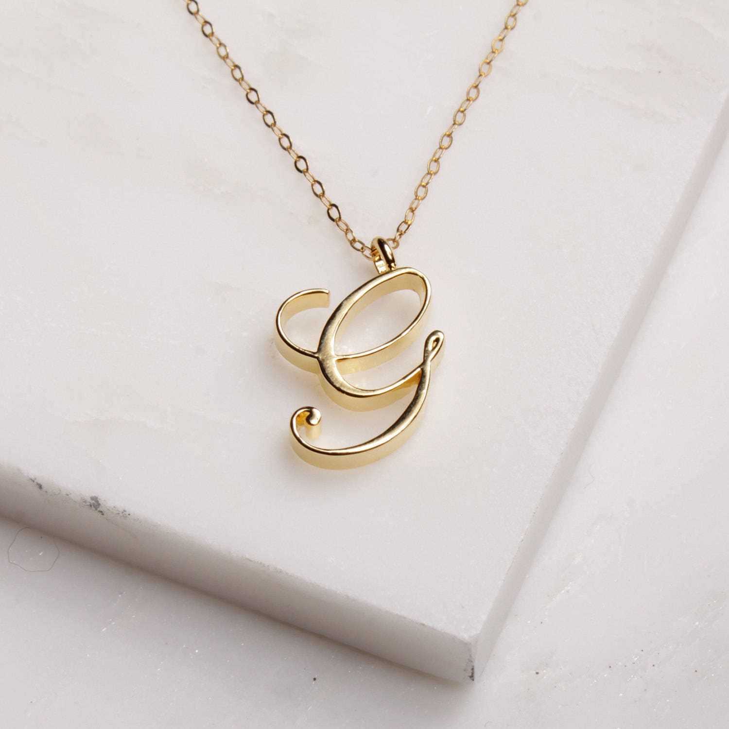 Initial Necklace | G Initial Necklace | G Initial Sideways Necklace In Gold  Overlay, 18 Inches | SuperJeweler