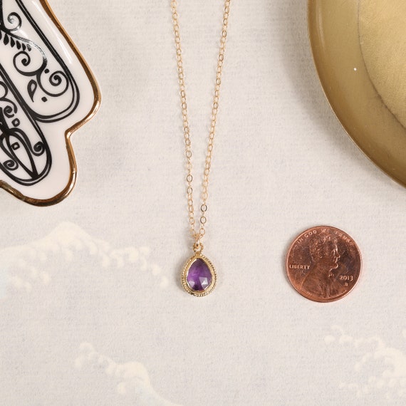 14k gold amethyst necklace hotsell