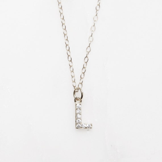 L initial outlet necklace silver