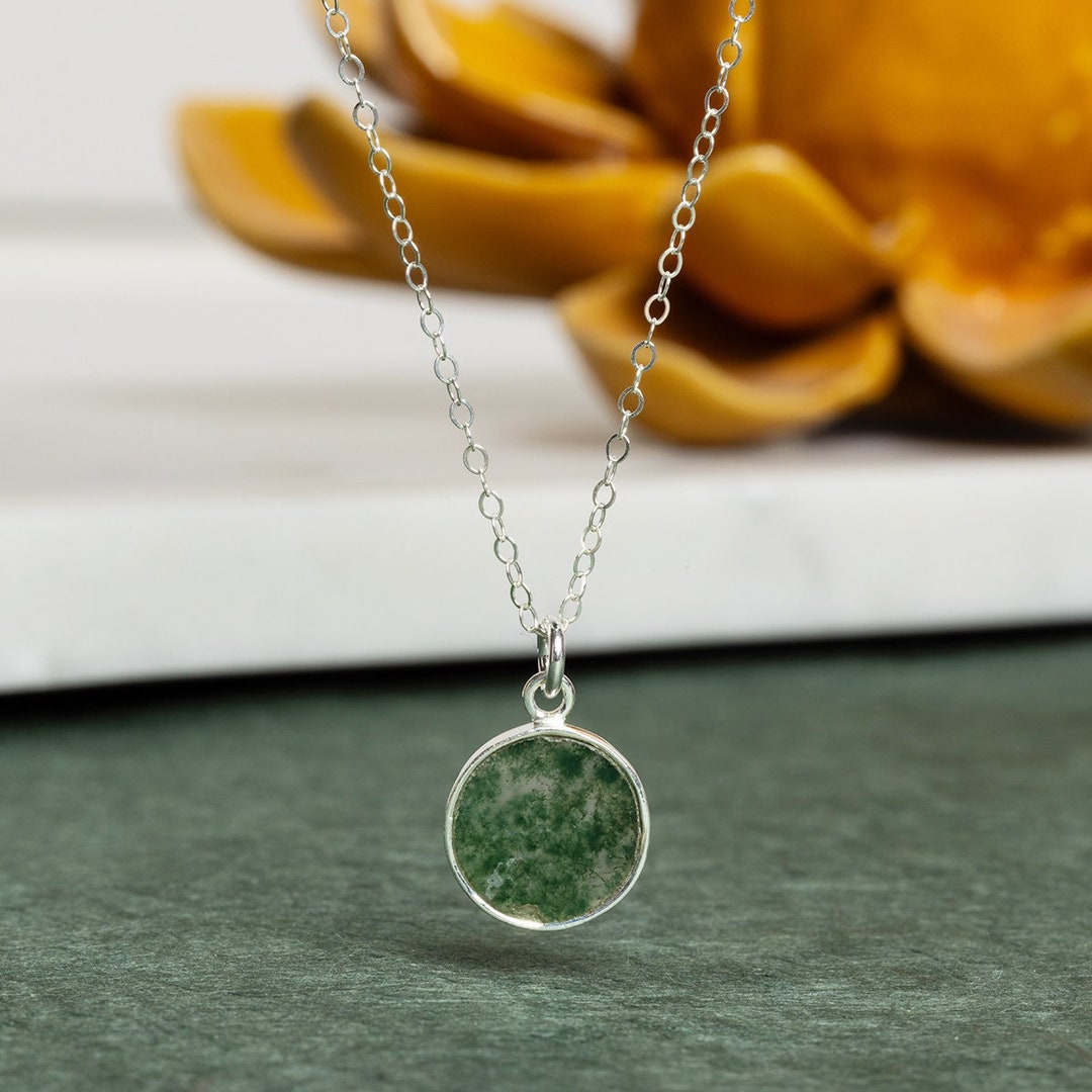 •MOSS AGATE - WIRE WRAPPED LARGE OVAL• sterling silver pendant