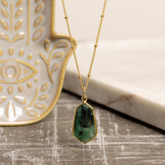 Elegant Gold and Green Necklace Green Necklace in Gold, Dainty Gold Necklaces for Women With  main image 2