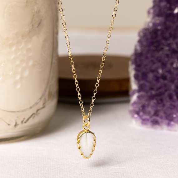 Mother of Pearl Mini Hamsa Necklace 14k Gold Filled Chain  14k Gold-Plated Mini Pendant Necklace with Mother of Pearl main image 2
