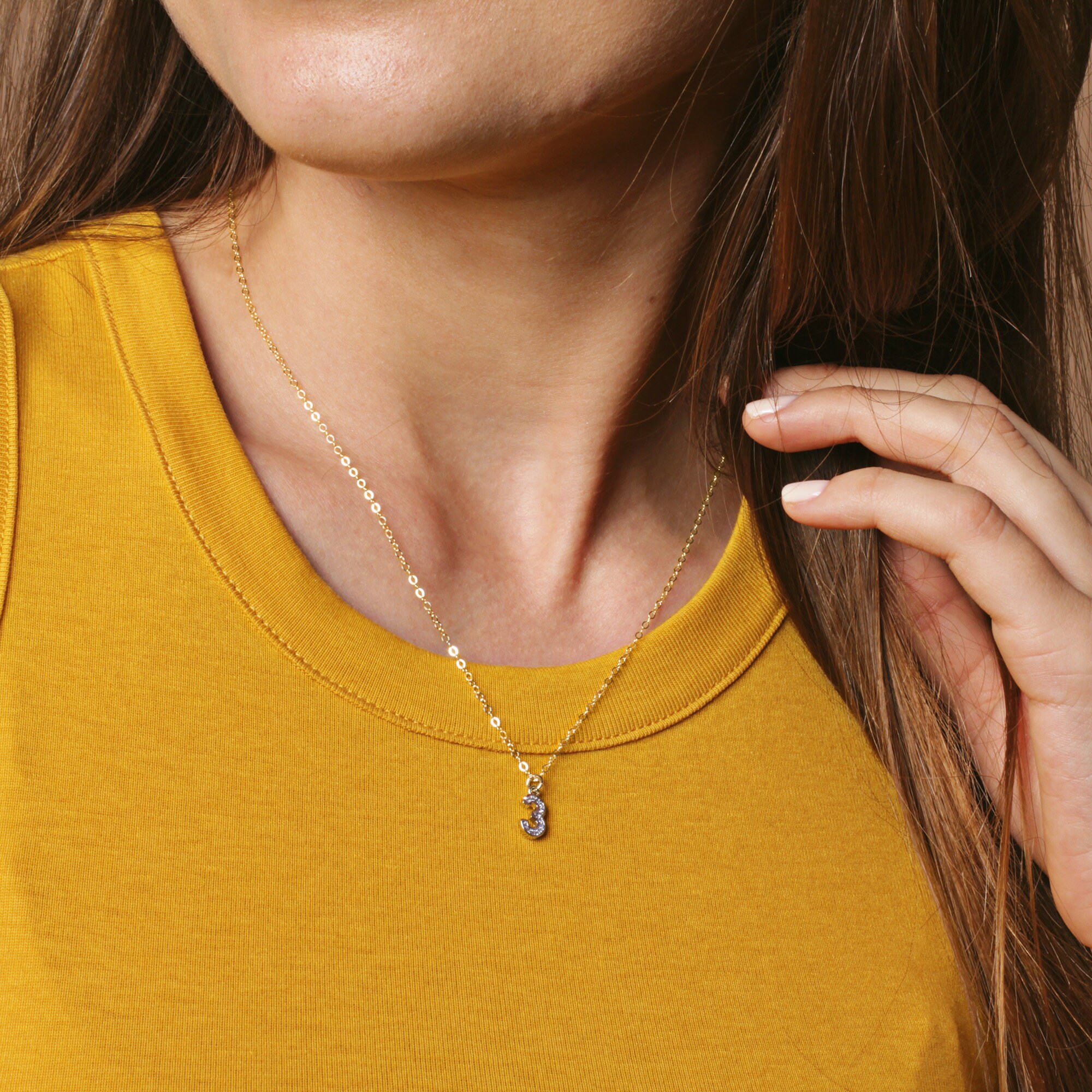 Number 3 2024 chain pendant