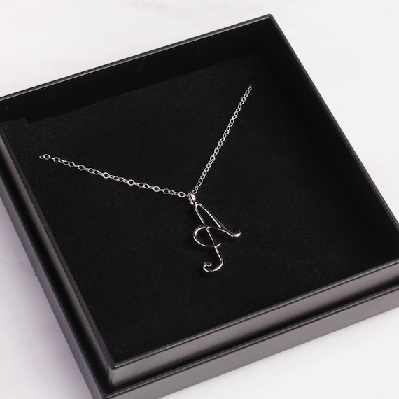 Sterling Silver Cz 'a' In Heart Initial Pendant in Clear | Angus & Coote