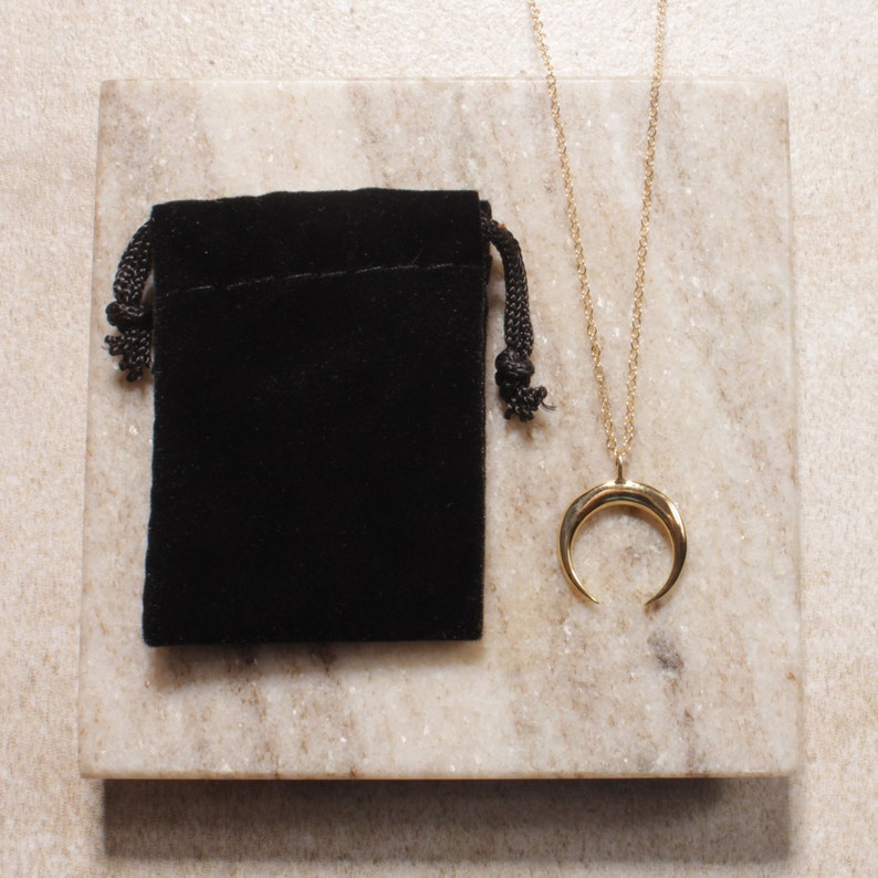 dainty gold filled chain necklace Gold plated geometric pendant moon shape pendant gold jewelry Half Moon Geometric Necklace in Gold