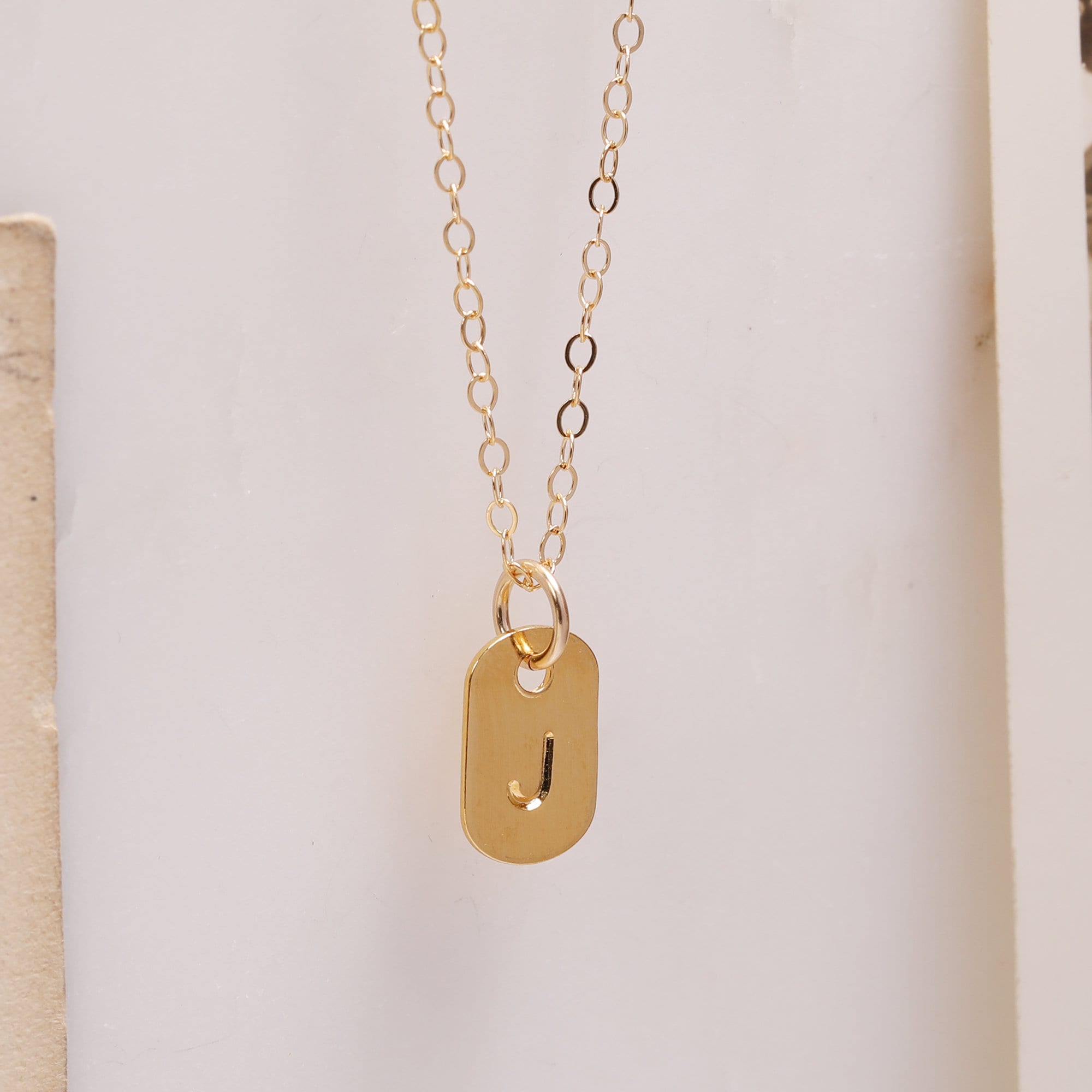 Mini gold dog tags necklace initial necklace dainty dog Etsy