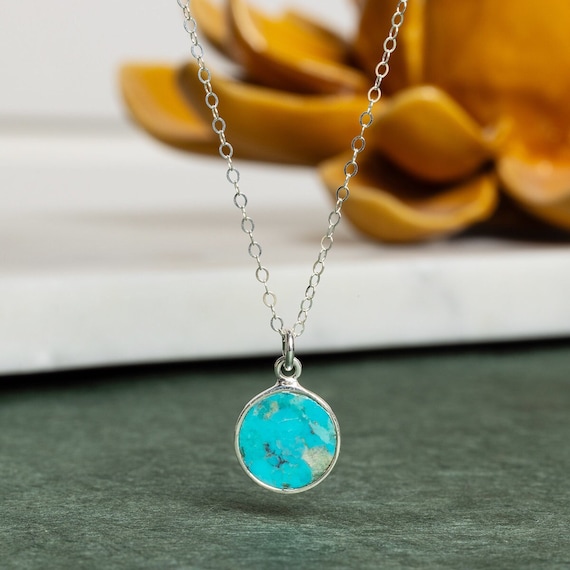 Handmade Turquoise Pendant Necklace 925 Sterling Jewelry Gifts for
