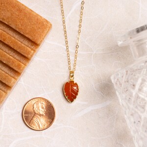 Carnelian Necklace Set Leaf shape gemstones matching SET of earrings AND necklace 14k gold filled chain and earwires Bridesmaids gift image 5