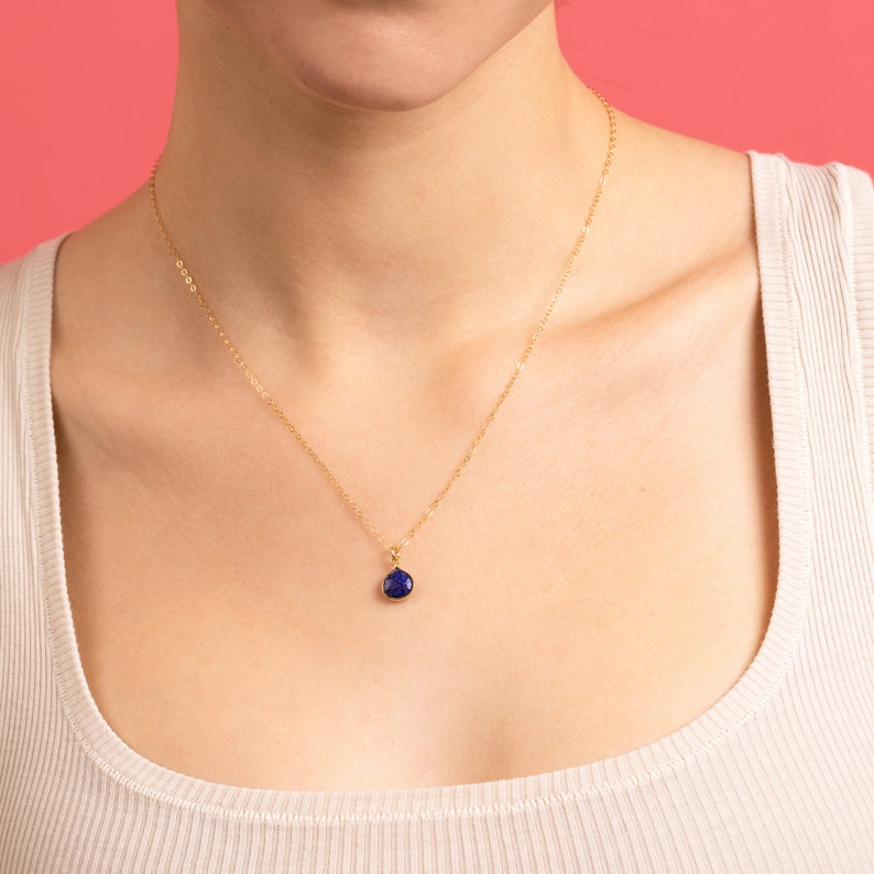 Lapis Lazuli Necklace and Drop Earrings Matching Set Delicate, Dainty, minimalist, simple gold jewelry gift for mom, girlfriend, daughter image 6