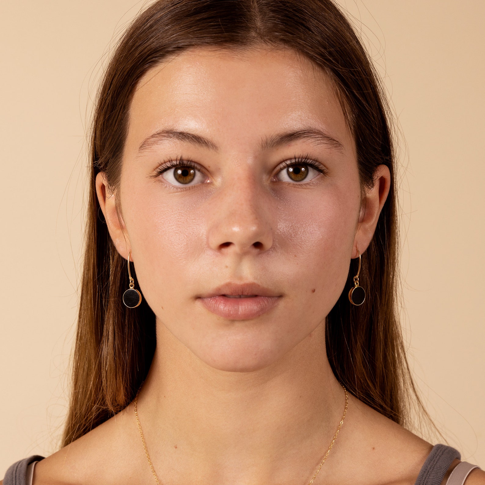 Black Onyx and Gold Stunning Circle Drop Earrings for Her Etsy