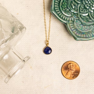 Lapis Lazuli Necklace and Drop Earrings Matching Set Delicate, Dainty, minimalist, simple gold jewelry gift for mom, girlfriend, daughter image 5