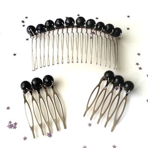 Black onyx hair combs - wedding hair comb - bridesmaid hair comb - prom hair comb gift for her