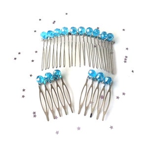 Hellblauer Glas Kristall Haarkämme - Hochzeit Haarkamm - Brautjungfer Haarkamm - Abschlussball Haarkamm Geschenk für Sie