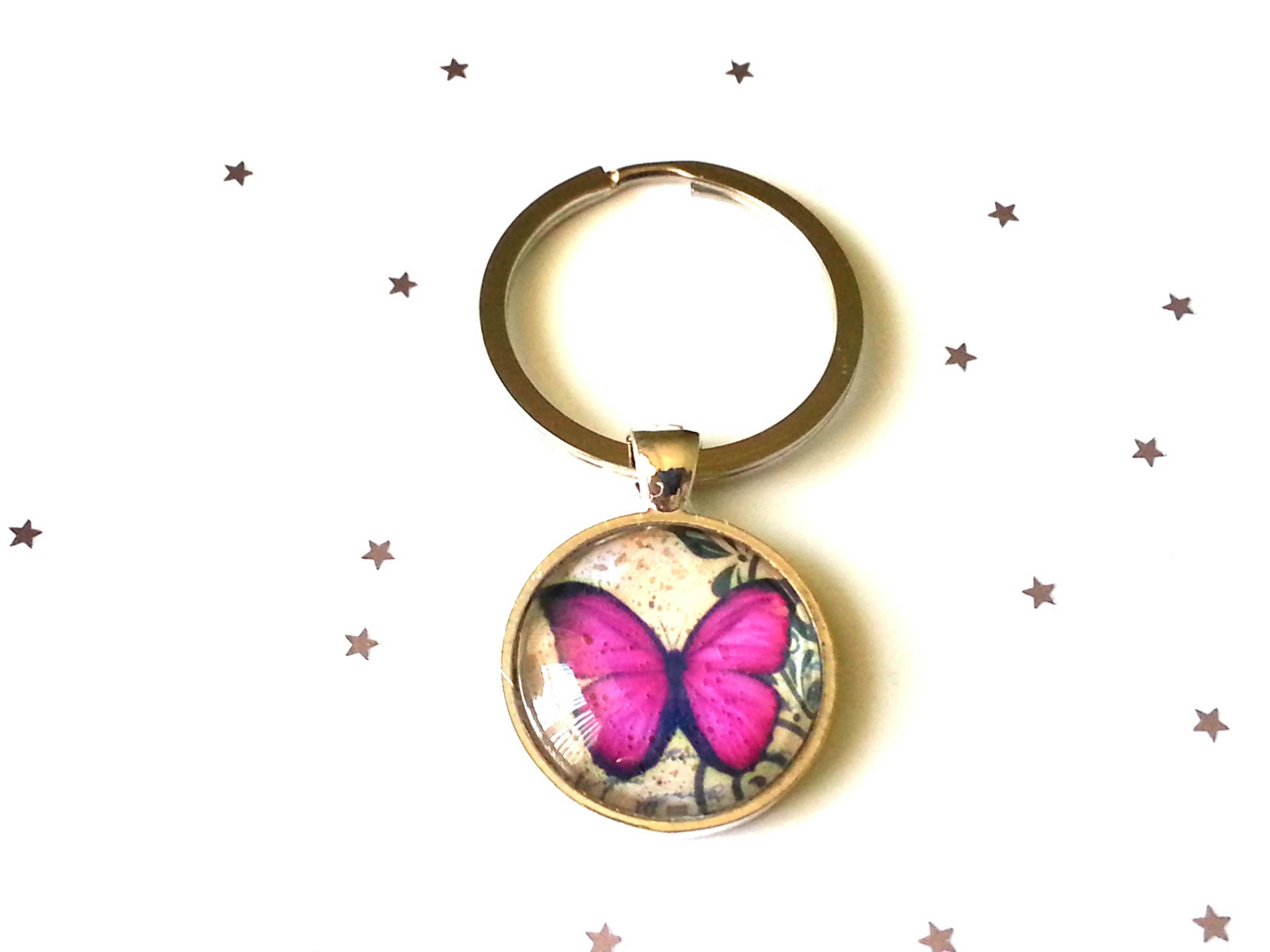 Butterfly keyring butterfly keychain glass keyring Etsy
