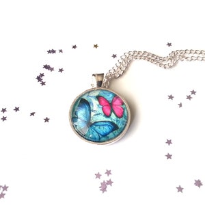 Butterfly pendant - blue butterfly necklace - blue necklace - butterfly jewellery - gift for her