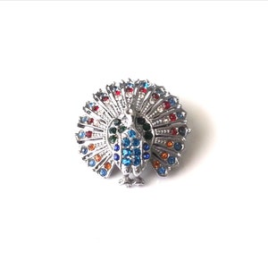 Vintage silver tone peacock brooch - vintage brooch - gift for her