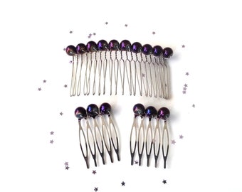 Purple hair combs - wedding hair comb - bridesmaid hair comb - prom hair comb gift for her
