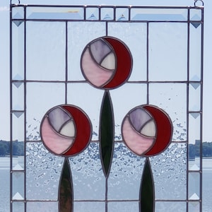 Stained Glass Mackintosch Rose Panel