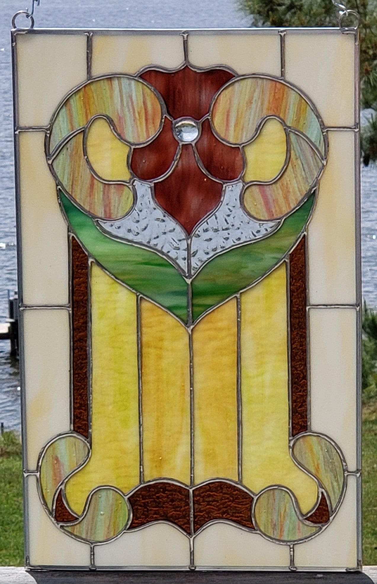 Old Victorianstyle Stained Glass Panel Etsy