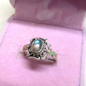 Verspielter Vintage Silberring Labradorit 925 mit 15,9 mm Größe 50 Ring silber Damenring Geschenk