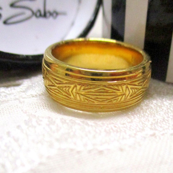 Thomas Sabo Eleganter Silberring vergoldet mit feinem Muster Größe 50   16 mm kleiner Finger