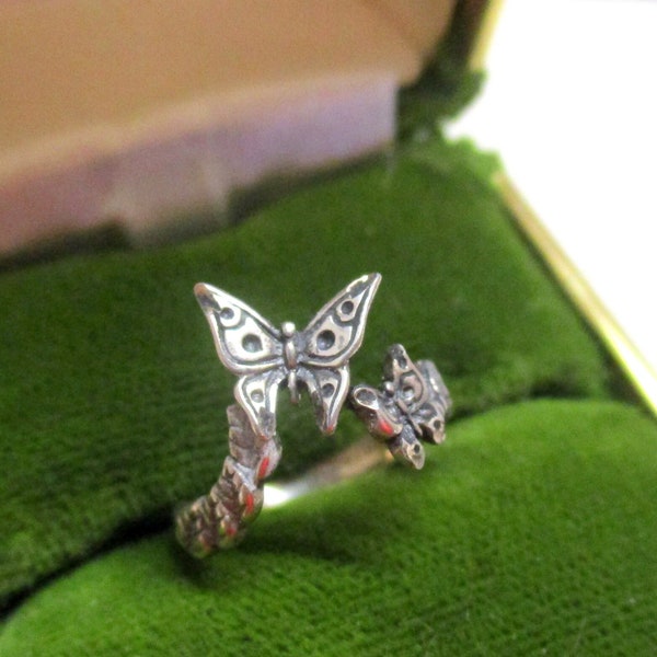 Süßer Vintage Schmetterling Silberring Kinderring Ring für kleinen Finger 14,5 - 15 mm offen 925
