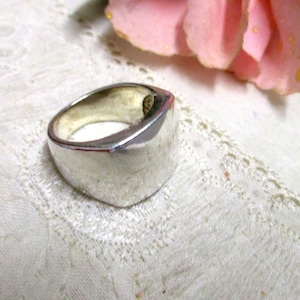 Solid modernist silver ring band ring 925 silver size 57 18.0 mm vintage gift silver ring modern opulent ladies ring men