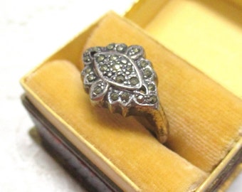 Schöner feiner Art déco Silberring mit Markasiten 17,50 mm Gr. 56 925  Damen antik Geschenk ring silber Damenring