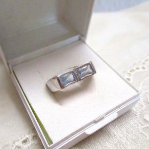 Modern designed silver ring with light blue zirconia size 55 17.5 mm blue stone ladies ring silver image 2