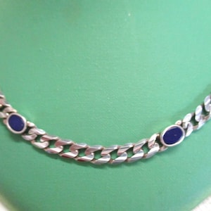 No 30 Solid Curb Chain with Lapis Lazuli Silver Chain 925 44.5 cm 5.5 mm Silver Necklace Women's Vintage Link Chain 80s Gift Italy image 2