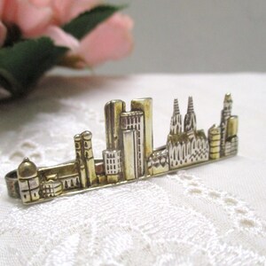 Great tie clip tie pin tie clip silver 925 gold plated Skyline Munich Cologne Frankfurt Berlin Vintage image 6