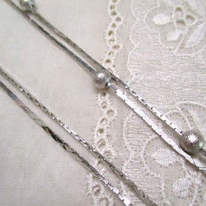 No 11 Flapper Long vintage silver necklace with pearls / rhodium-plated silver beads 86 cm 70s image 4